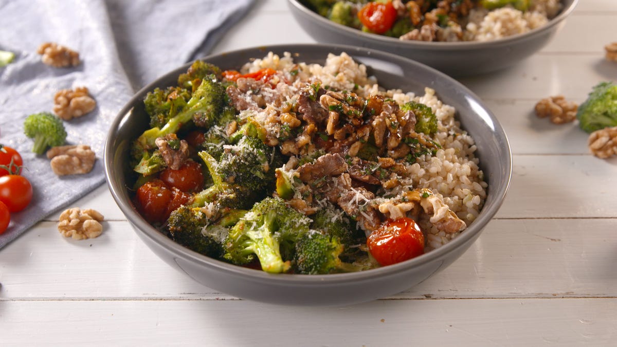 Video player poster image preview for These Broccoli Walnut Balsamic Bowls Are Insanely Satisfying