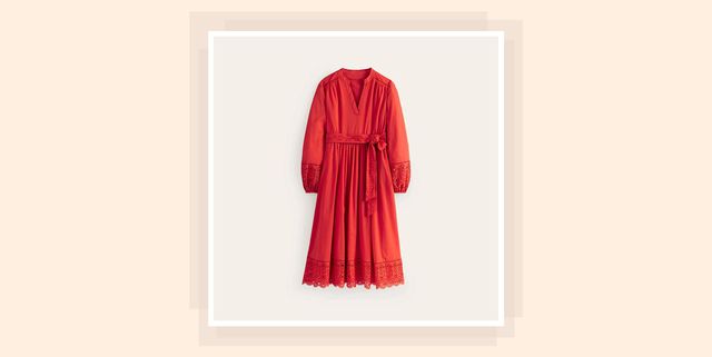 a red broderie anglaise dress