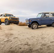 pre production 2021 bronco two door suv takes its rugged off road design cues from the first generation bronco, the iconic 4x4 that inspired generations of fans