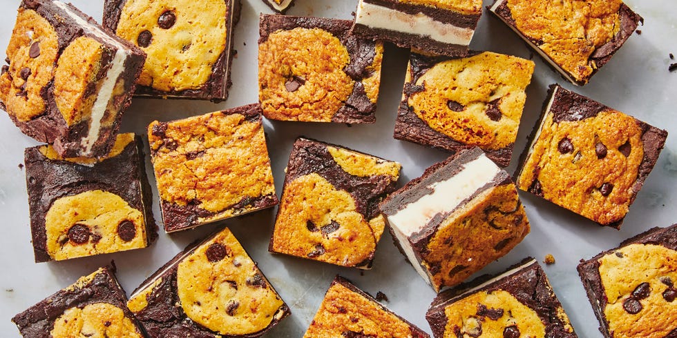 ice cream sandwiches with brownies and chocolate chip cookies