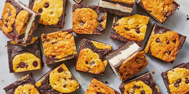 ice cream sandwiches with brownies and chocolate chip cookies