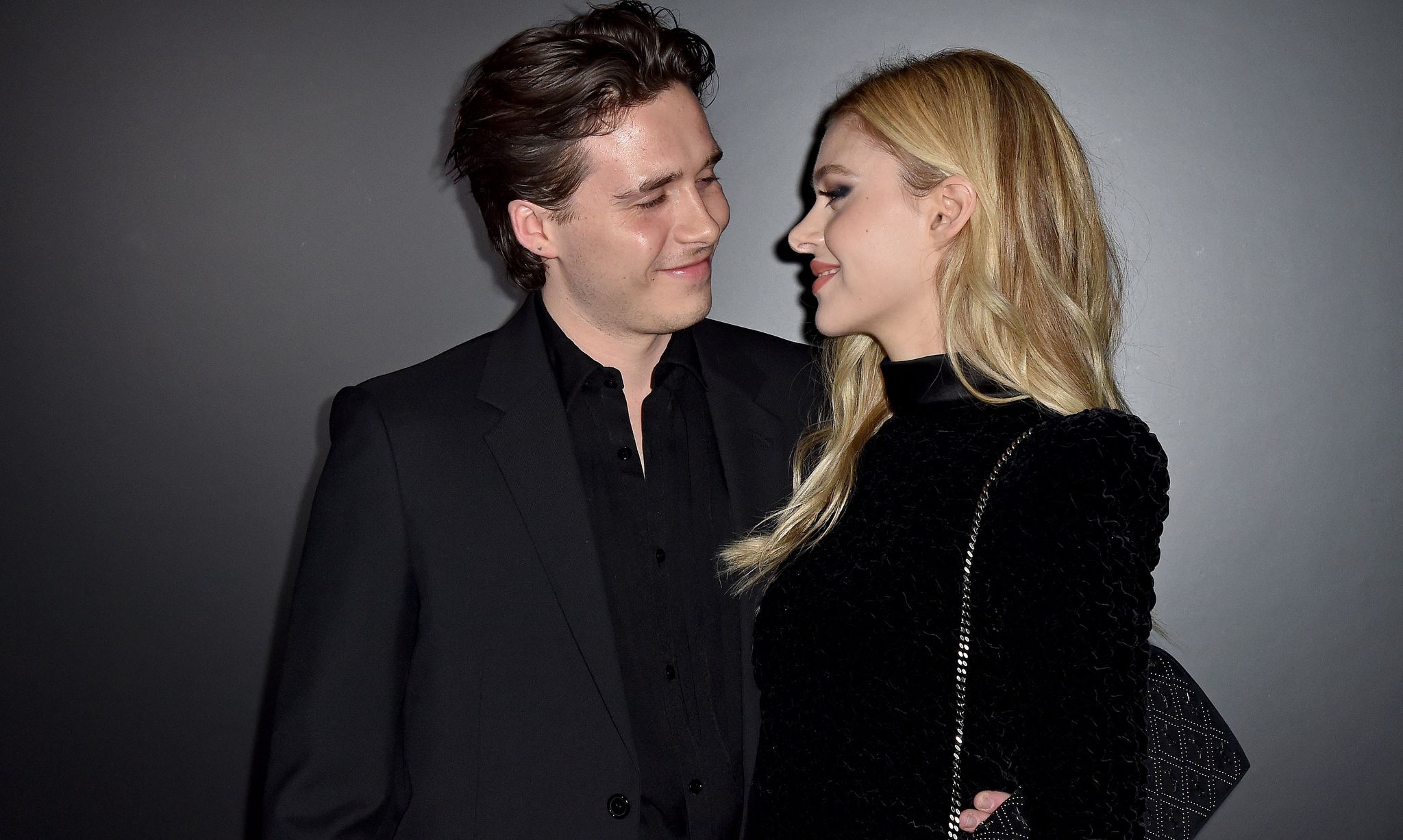 paris, france   february 25 editorial use only brooklyn beckham and nicola peltz attend the saint laurent show as part of the paris fashion week womenswear fallwinter 20202021 on february 25, 2020 in paris, france photo by dominique charriauwireimage