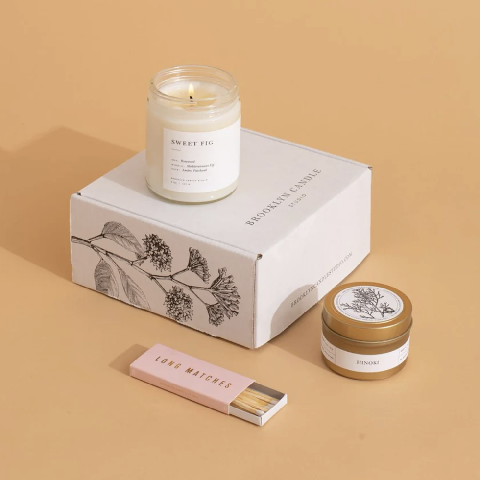 brooklyn candle studio candle of the month club, candle box with candle on top and matches, best subscription boxes for teens