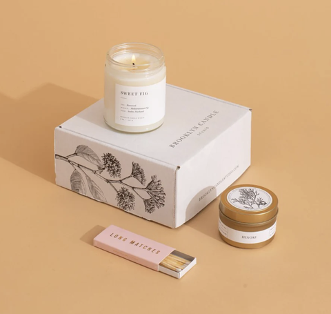 brooklyn candle studio candle of the month club, candle box with candle on top and matches, best subscription boxes for teens
