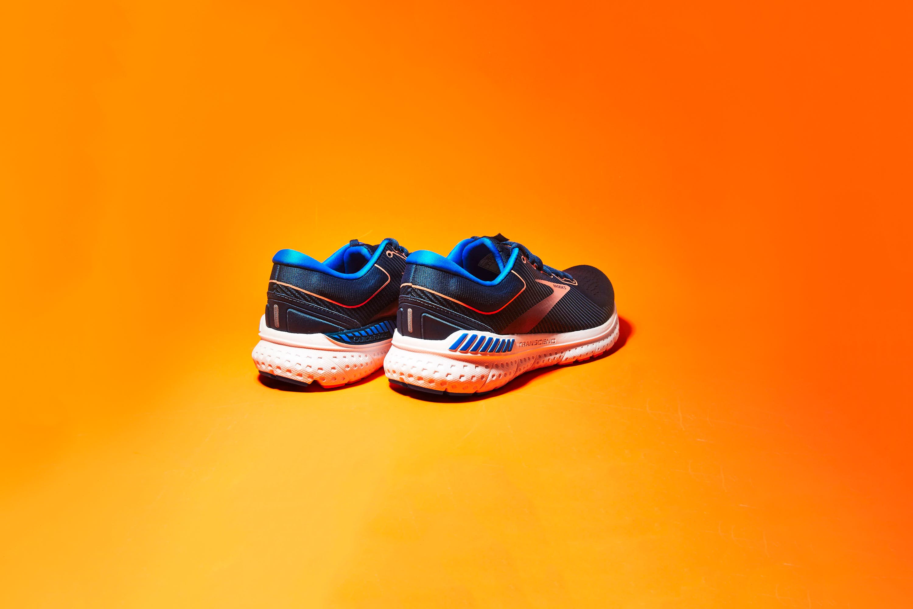 Shoe, Footwear, Orange, Running shoe, Athletic shoe, Walking shoe, Yellow, Outdoor shoe, Blue, Cross training shoe, 