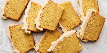 brown butter pound cake topped with icing