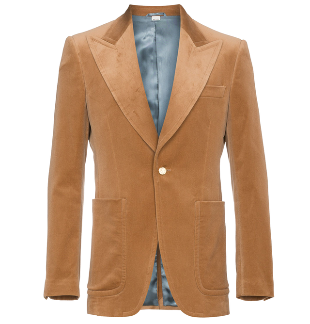 Clothing, Outerwear, Blazer, Jacket, Tan, Suit, Brown, Sleeve, Formal wear, Button, 