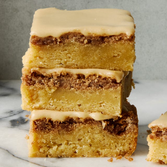 blondies covered in brown sugar icing