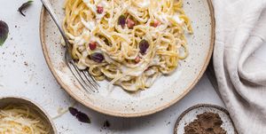 Dish, Food, Cuisine, Carbonara, Ingredient, Bigoli, Taglierini, Italian food, Bucatini, Spaghetti aglio e olio, 