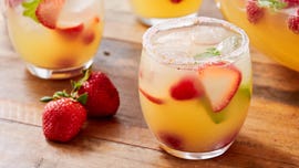 alcoholic punch with strawberries and raspberries