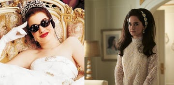 anne hathaway as princess mia from 'the princess diaries' and cailee spaeny as priscilla presley from 'priscilla'