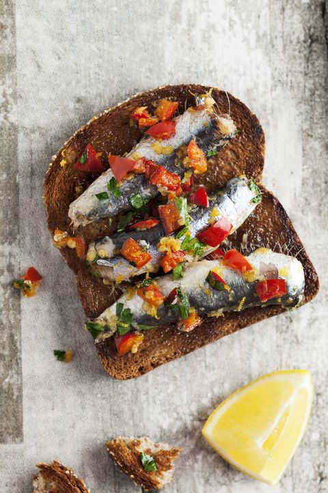 bruschetta and small sandwiches with sardine,toasted bread,snack or appetizer,sardine, sandwich,food