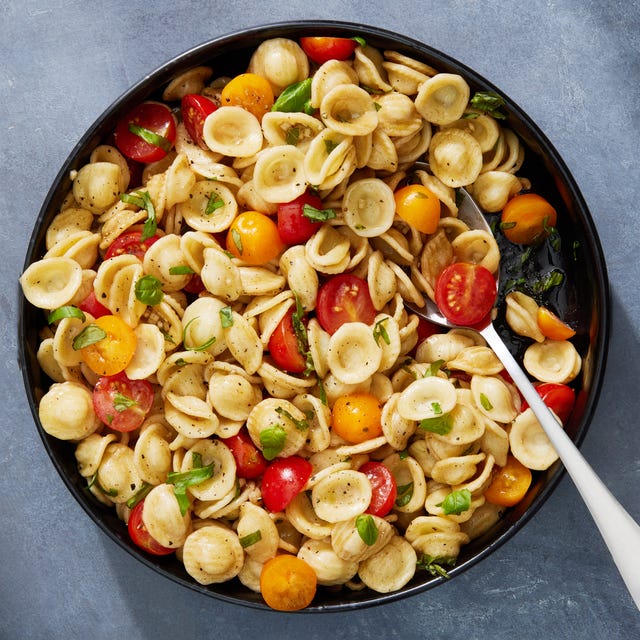 Bruschetta Pasta Salad bruschetta pasta salad with fresh cherry tomatoes and basil