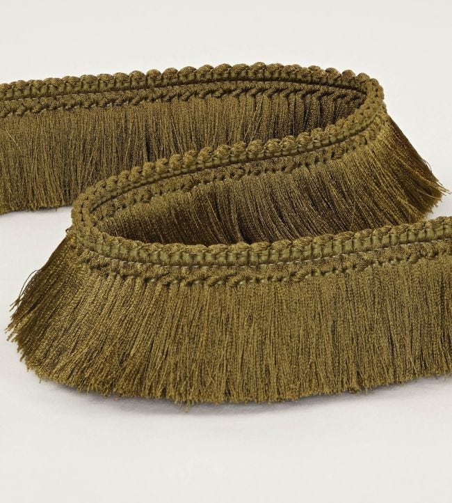 decorative fringe trim in olive green color