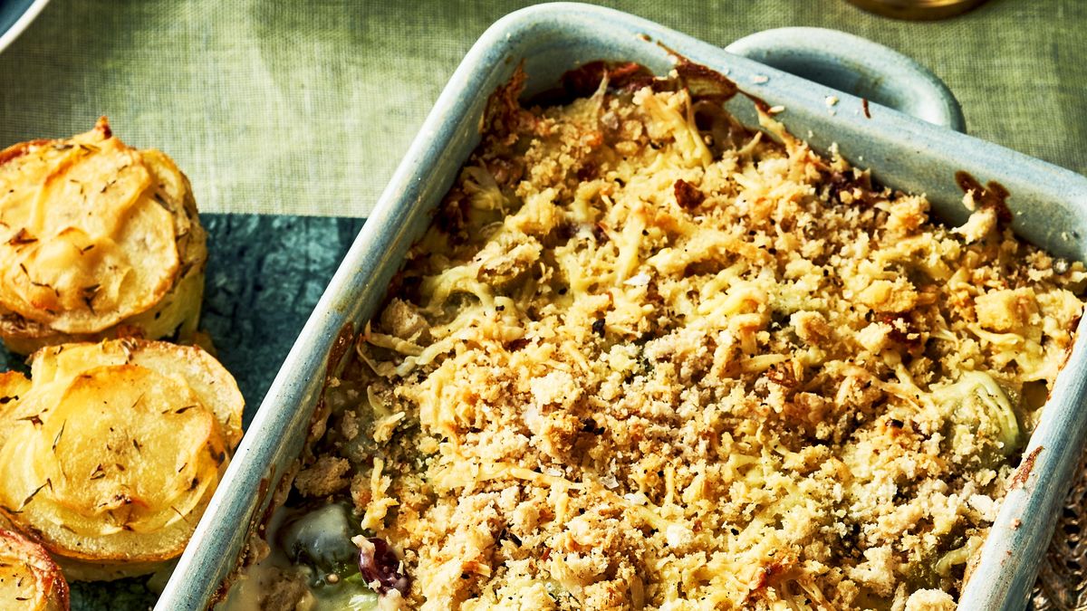 Brussels Sprout and Cranberry Gratin
