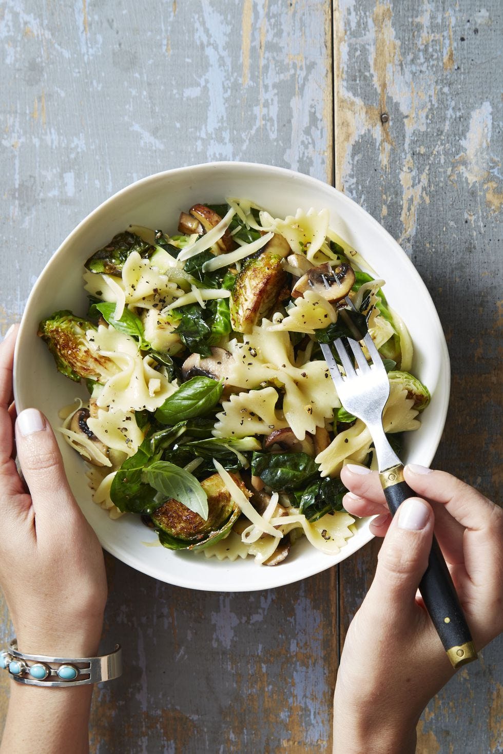 brussels sprout  basil bowties   vegetarian thanksgiving recipes