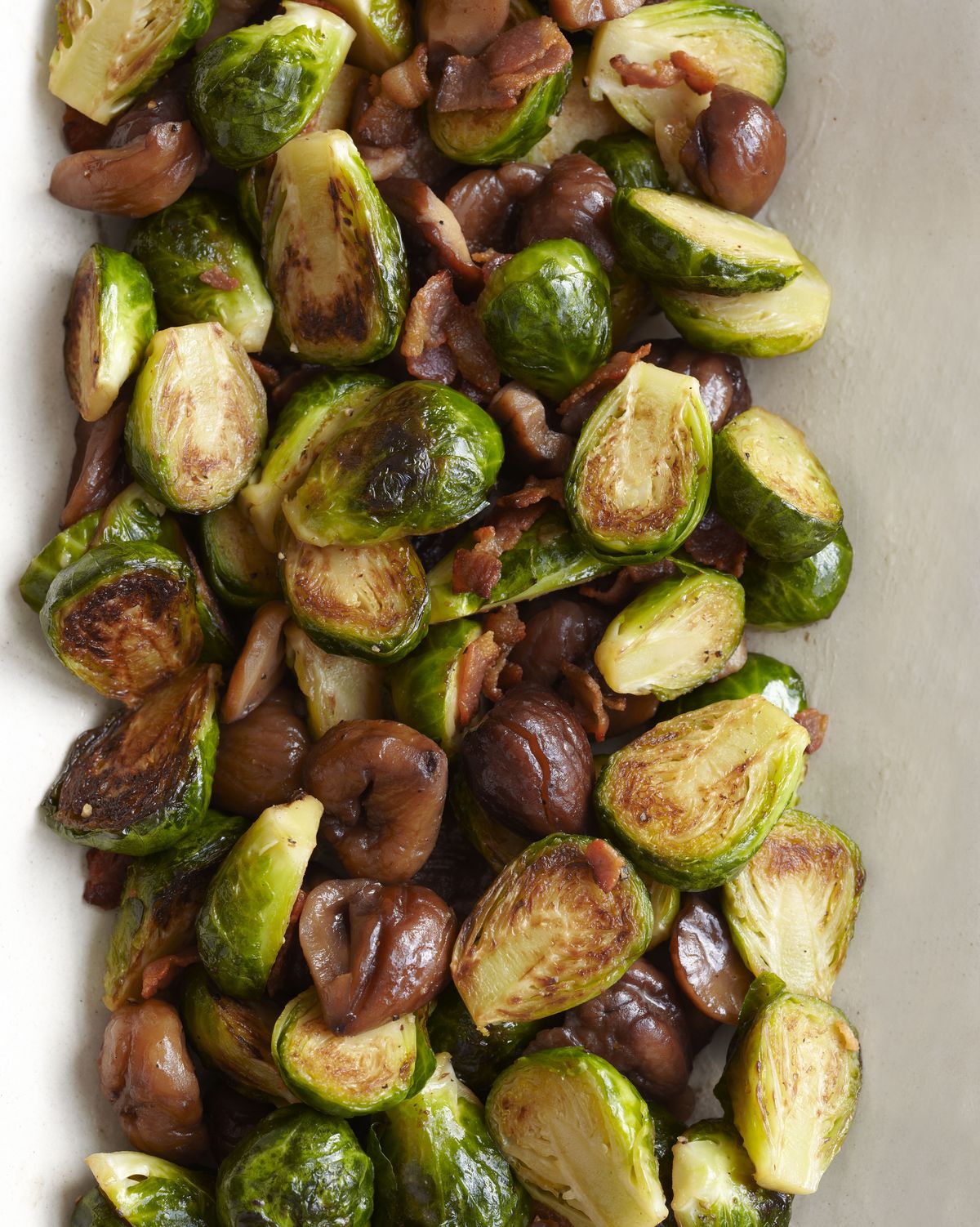 brussels sprouts with bacon with roasted chestnuts