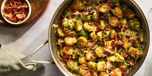 brussels sprouts baked with cheese and bacon