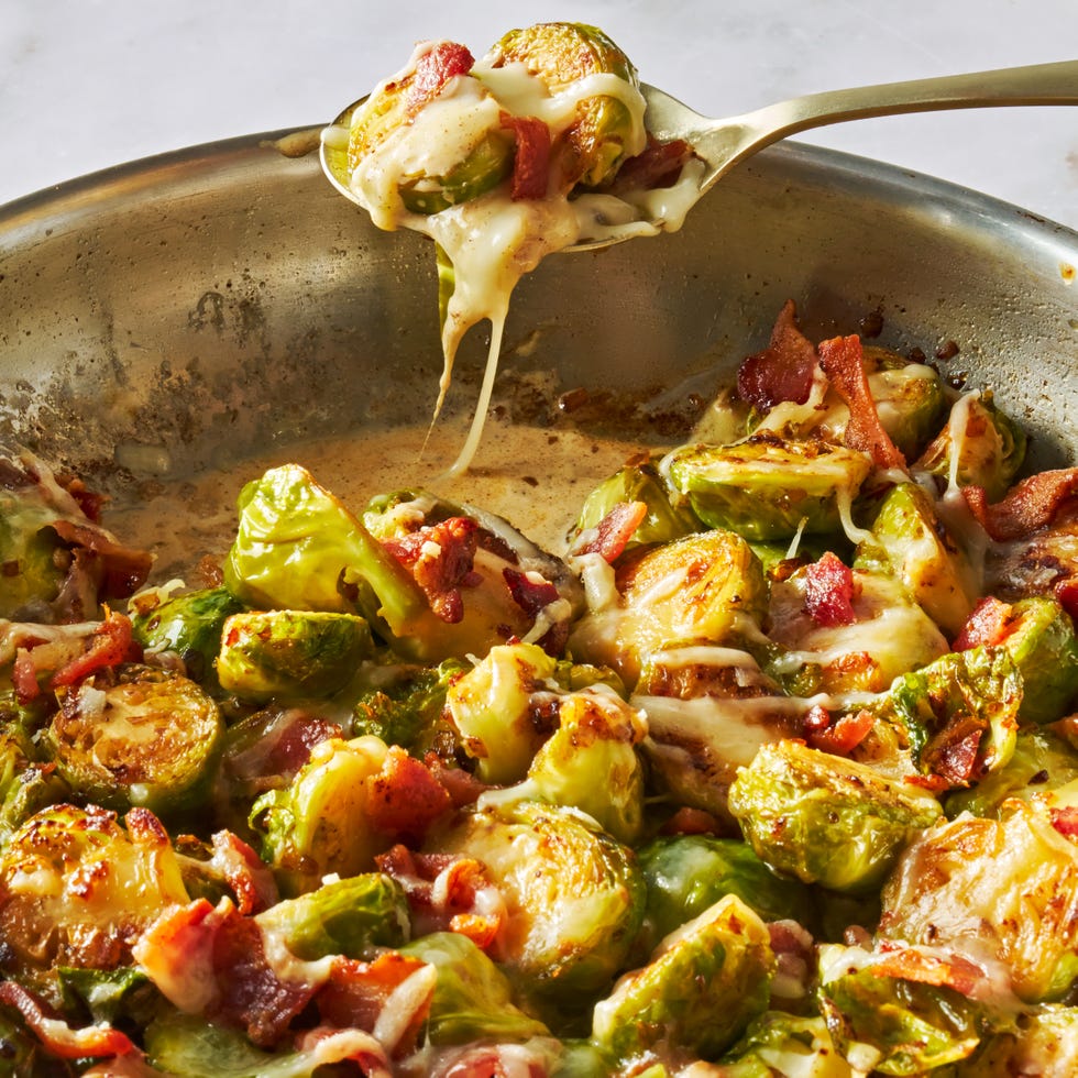 brussels sprouts baked with cheese and bacon