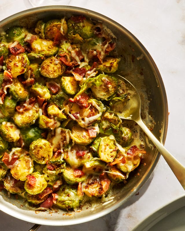 brussels sprouts baked with cheese and bacon