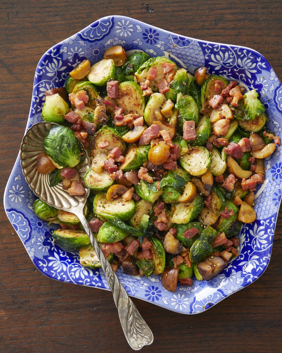 brussels sprouts with bacon lardons and chestnuts