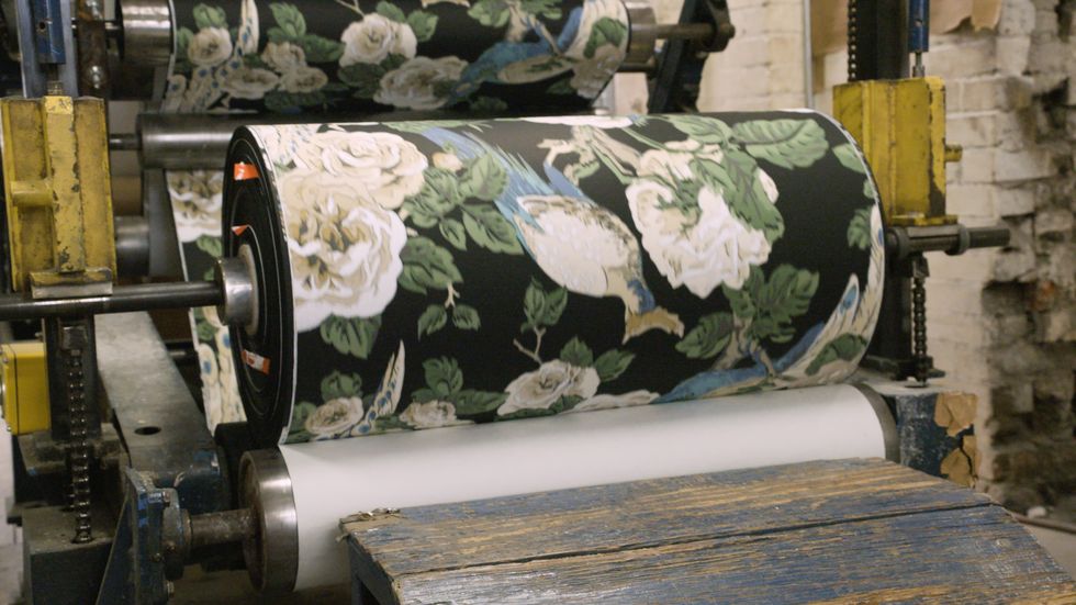 floral wallpaper in printing press