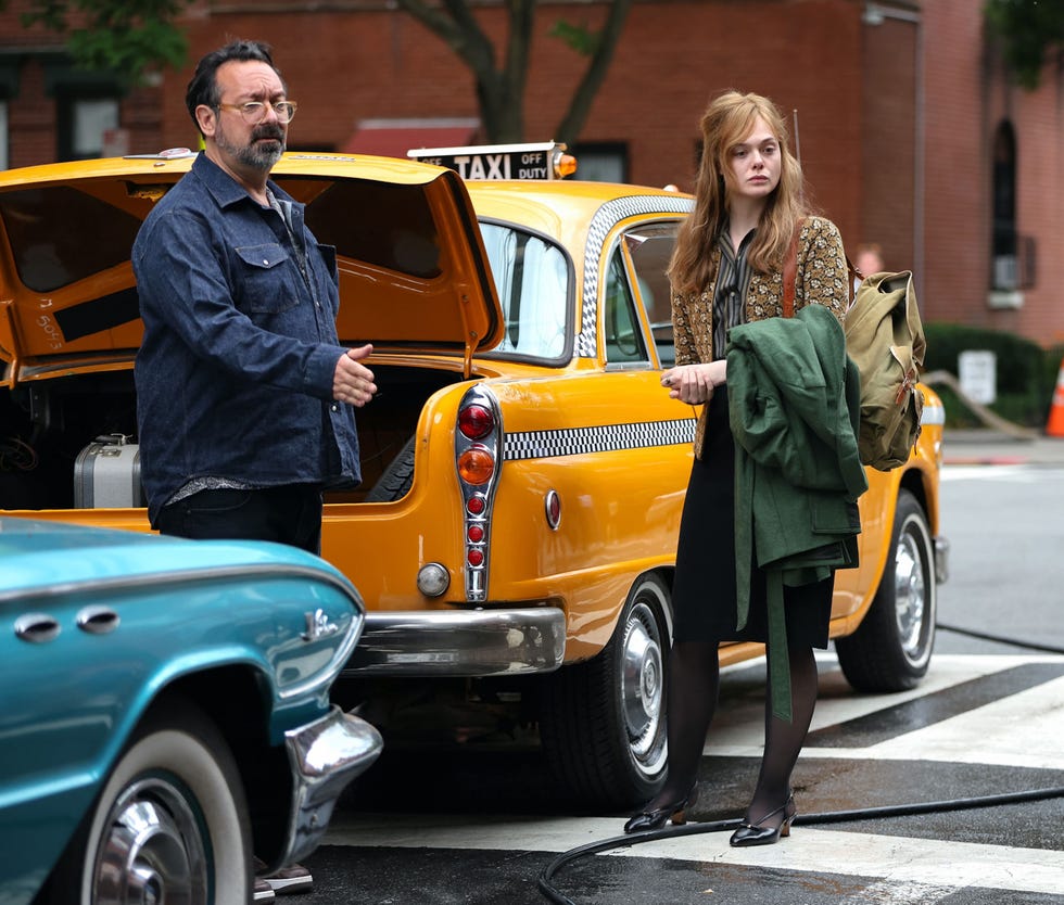 hoboken, nj june 11 james mangold and elle fanning are seen on the movie set of the 'a complete unknown' on june 11, 2024 in hoboken, new jersey photo by jose perezbauer griffingc images