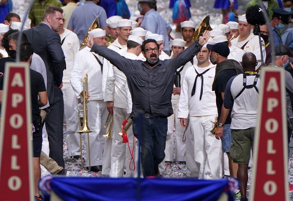 director james mangold offers direction to the cast ahead of a scene on set in glasgow city centre during filming for what is thought to be the new indiana jones 5 movie starring harrison ford picture date sunday july 18, 2021 photo by andrew milliganpa images via getty images