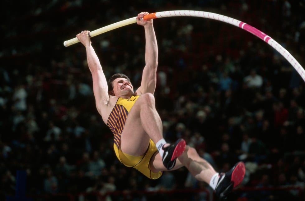 pole vaulter sergey bubka uses his pole to jump during a competition photo by dimitri iundtcorbisvcg via getty images