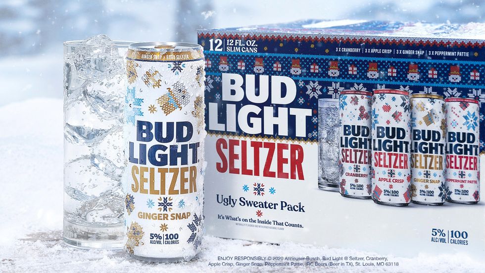 Bud Light Seltzer Has a New Ugly Sweater Pack With 3 Christmas Flavors,  Including Peppermint Pattie