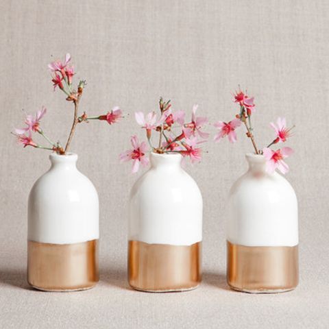 Honeycomb Studio White + Gold Minimalist Bud Vases (Set of Three)