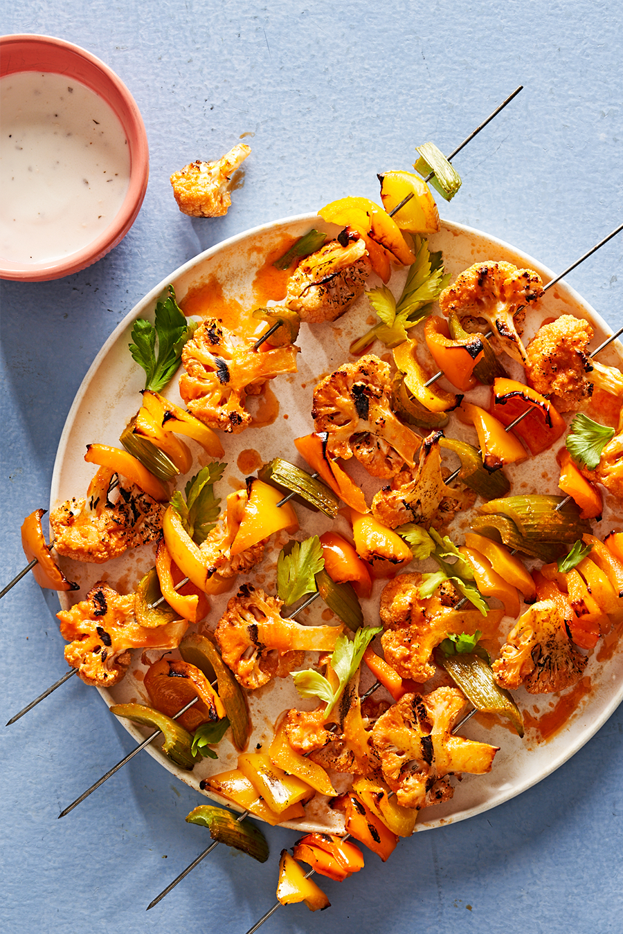 buffalo cauliflower kebabs