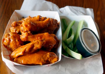 buffalo wings are a popular side dish at giordano bros all in one sandwich shop in san francisco, calif on saturday, feb 16, 2008 paul chinnsan francisco chronicle