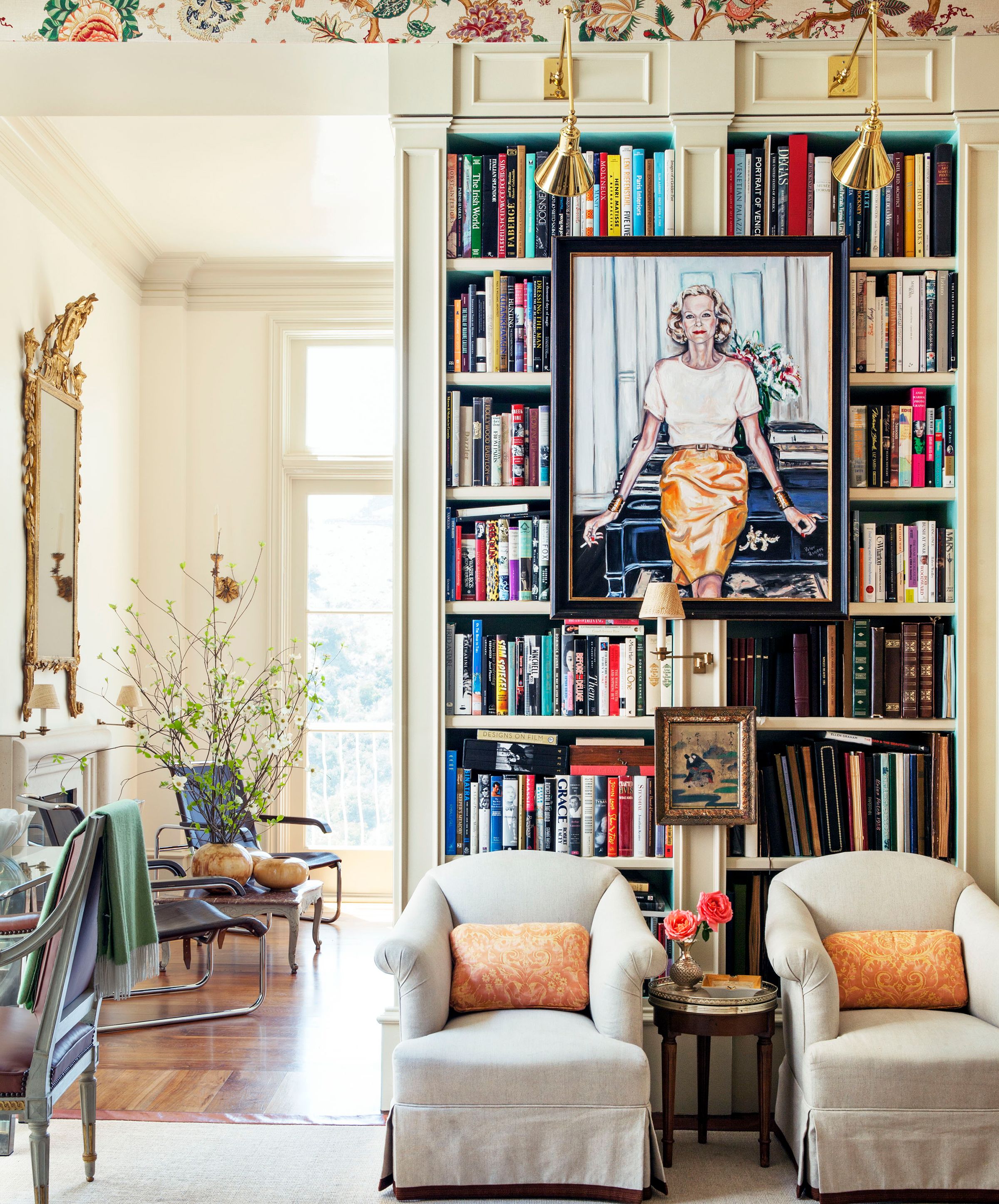 Bookcase built outlet into wall