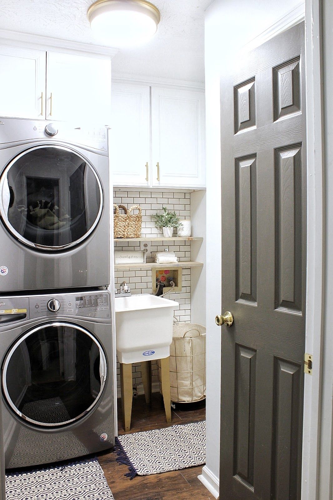 stackable washer and dryer in closet