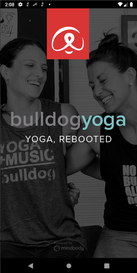 iphone screenshot of bull dog yoga app user interface