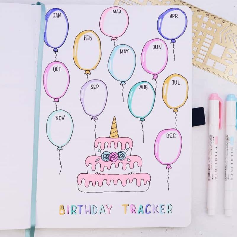 bullet journal ideas - birthday tracker
