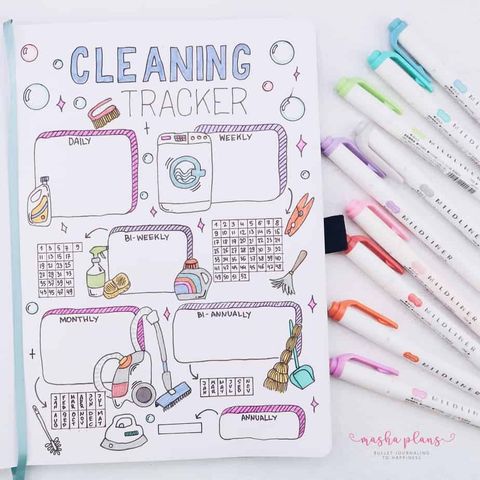 bullet journal ideas    cleaning page