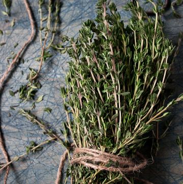 a bunch of thyme tied with twine