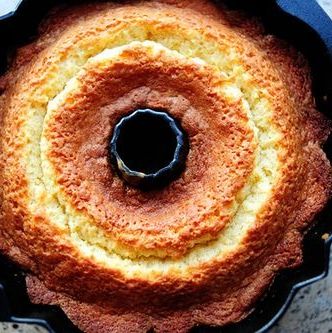 perfect pound bundt cake in pan overhead