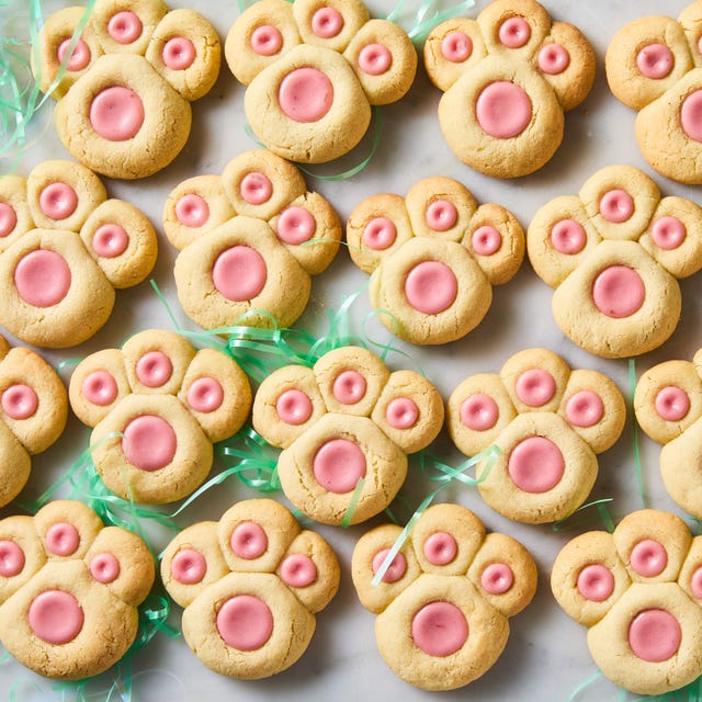thumbprint cookies shaped like bunny paws