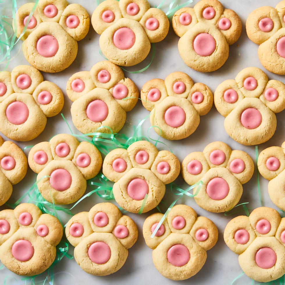 thumbprint cookies shaped like bunny paws