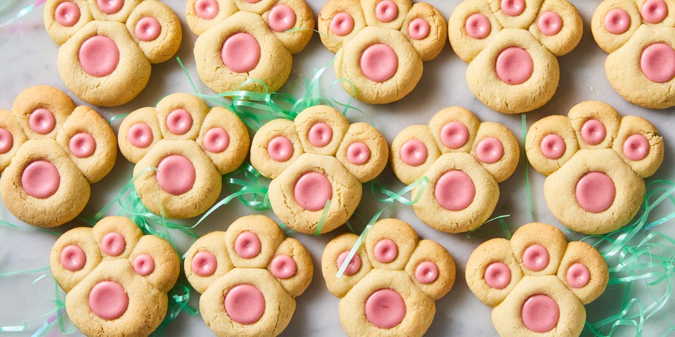thumbprint cookies shaped like bunny paws