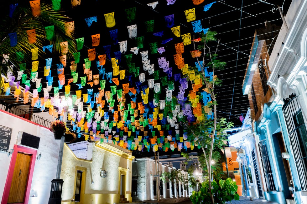 bunting decoration on the streets of mazatlán sinaloa mexico