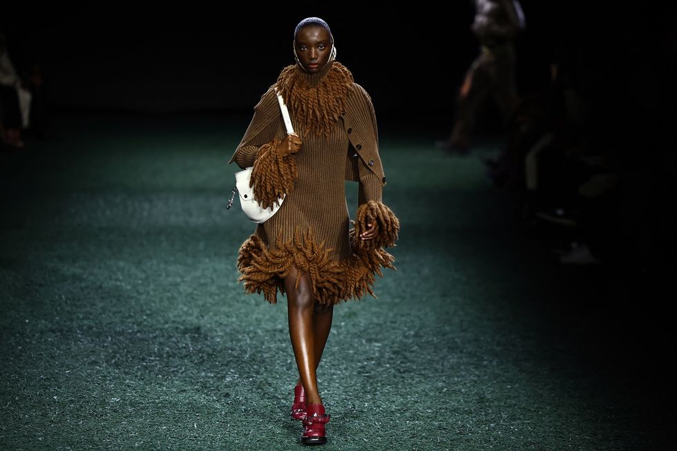 a model walks the runway for burberry's fall winter 2024 show