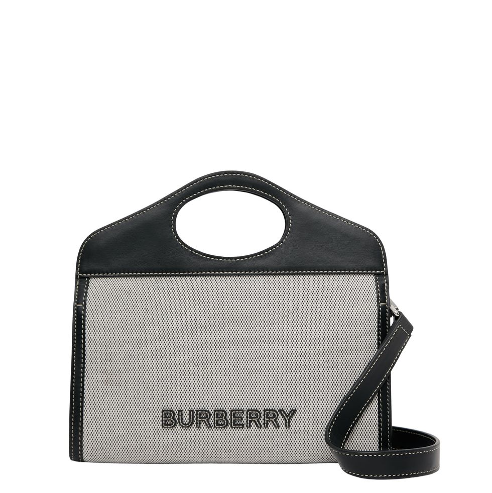 burberry帆布拼皮革翻折式口袋包