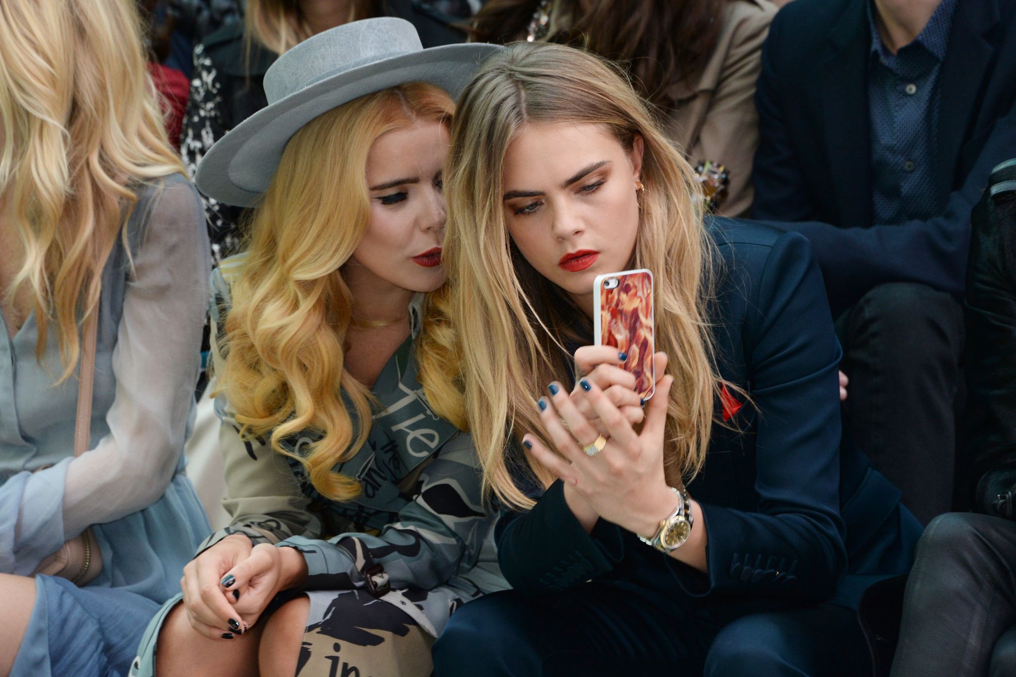 Cara Delevingne on the Burberry front row