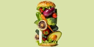 Junk food, Fast food, Cheeseburger, Food, Finger food, Carnivorous plant, Vegan nutrition, Art, Hamburger, Natural foods, 