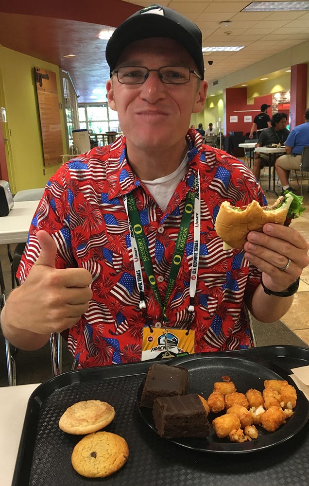 Derek Call with hamburger