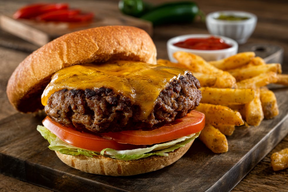 cheeseburger and fries